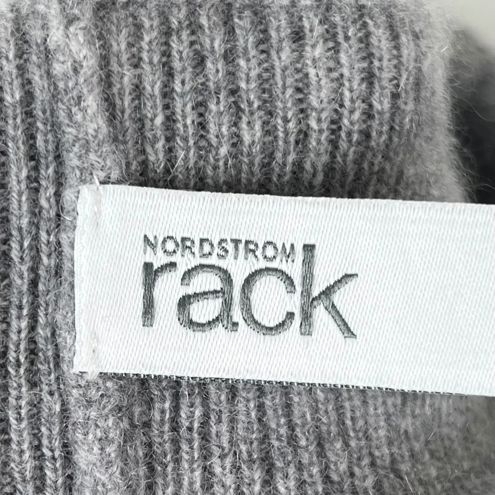 Nordstrom Rack Women 100% Cashmere Slouchy Beanie Hat Light Gray Heathered Knit